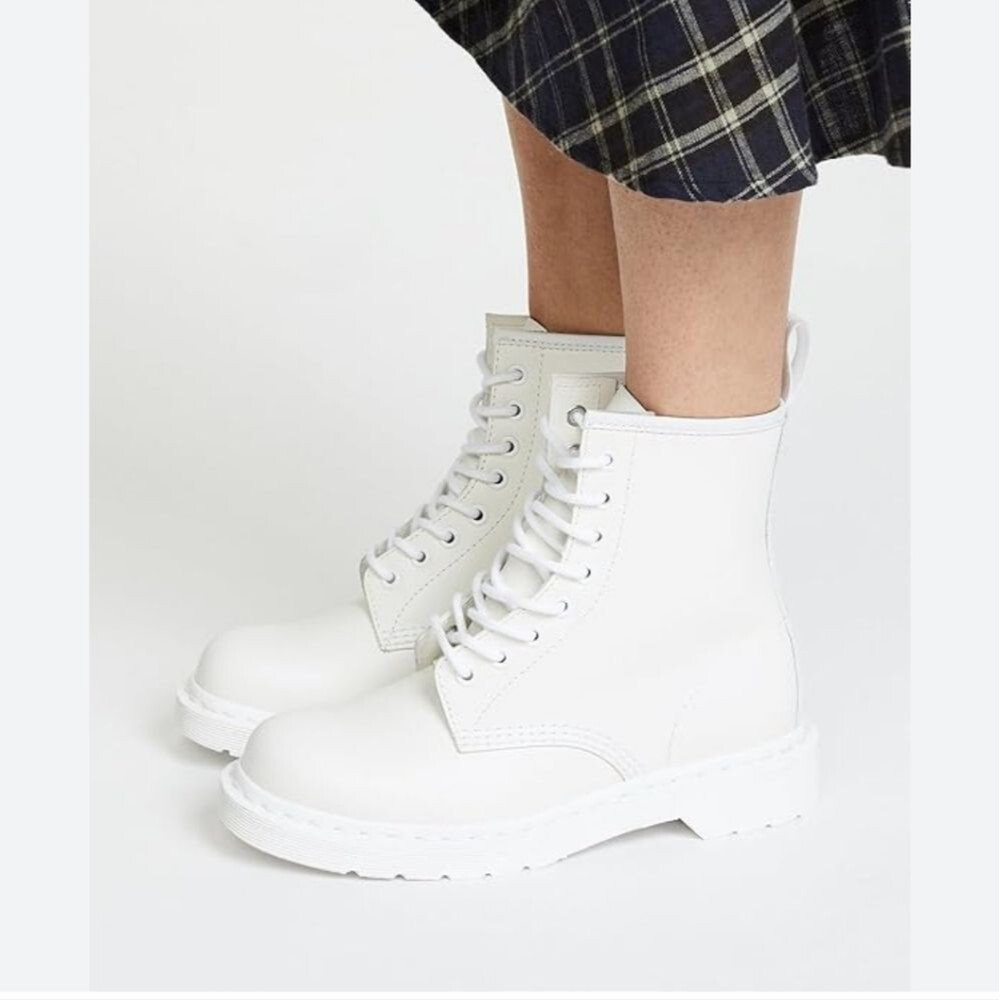 Dr. Martens Women's 1460 Mono White Leather Combat Boots, Sz 7